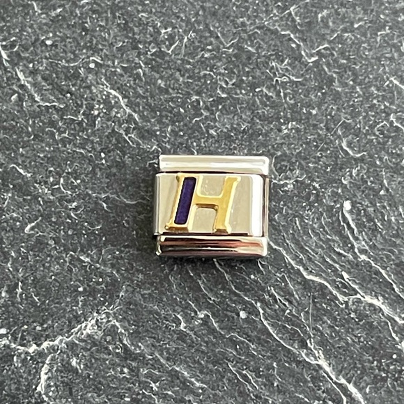 Zoppini Stainless Steel and Gold blue enameled with H Initial - Picture 1 of 5